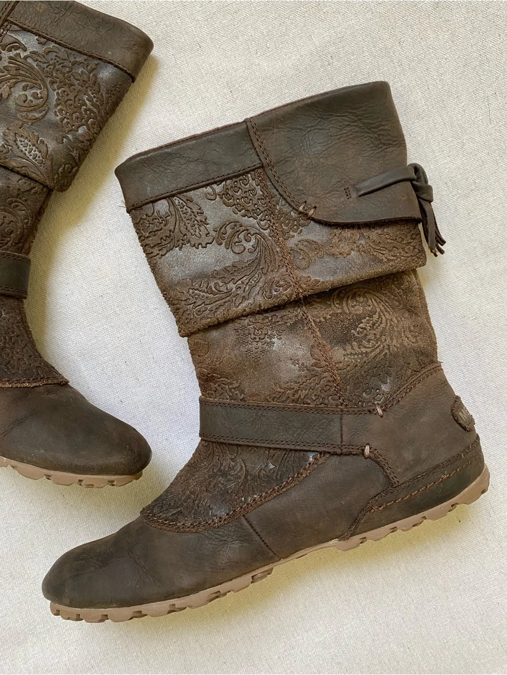 Merrell Haven Embossed Tooled Leather Brown Pull On Boot